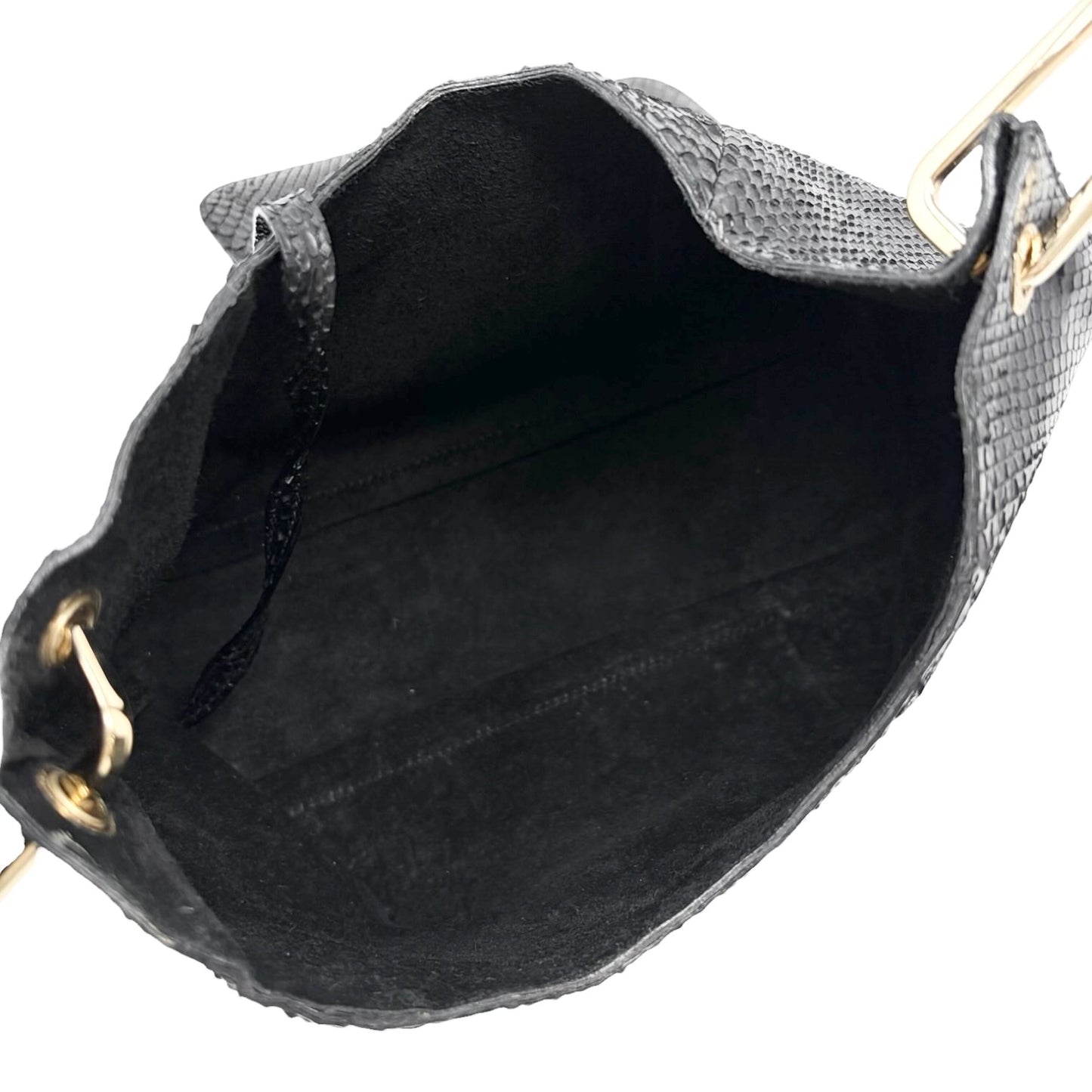 【Exclusive】GUCCI Vintage Logo Bamboo Python Shoulder Bag Black Gold Leather Pouch 800206