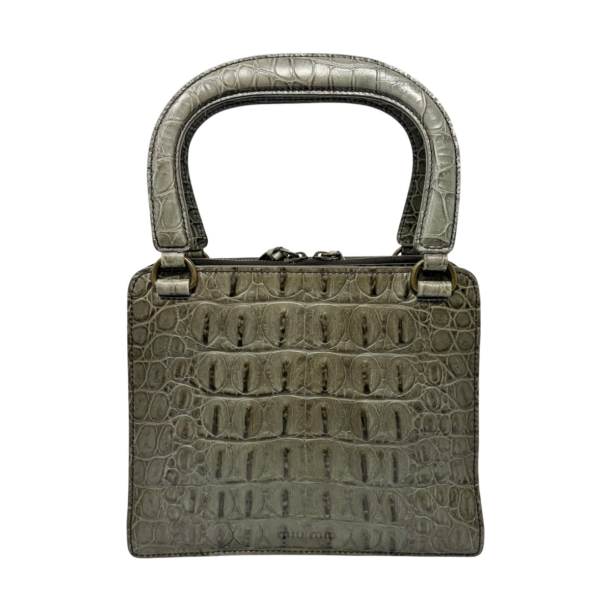 [Exclusive] miu miu Vintage Logo Mini Handbag Bag Khaki Green Leather 800107