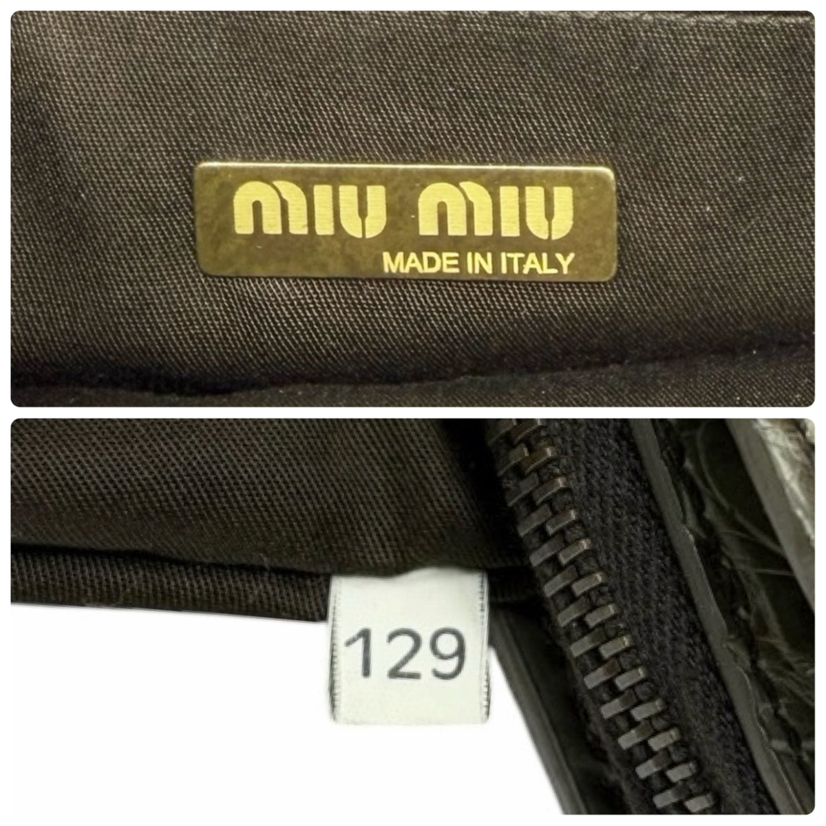 [Exclusive] miu miu Vintage Logo Mini Handbag Bag Khaki Green Leather 800107