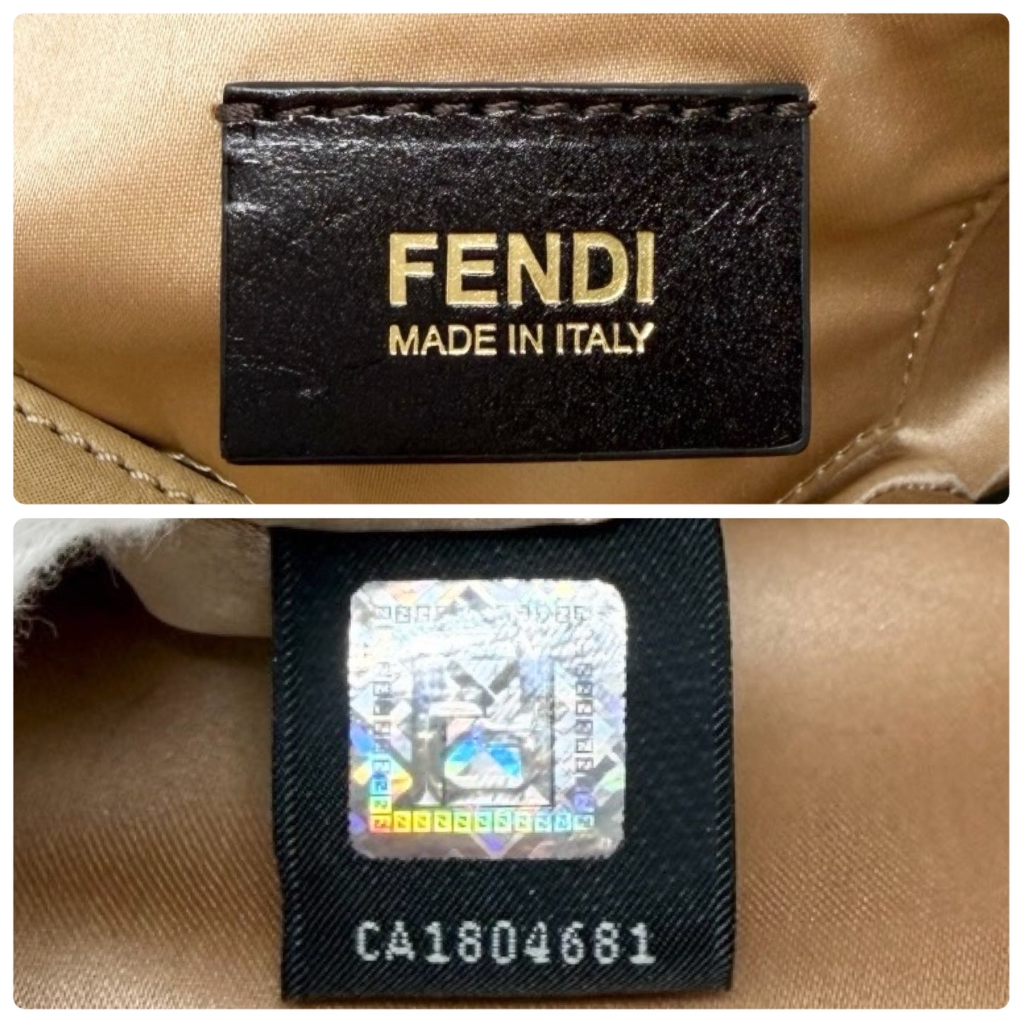 [Exclusive] FENDI Vintage FF Mamma Baguette Glitter Bag Leather Beige 800297