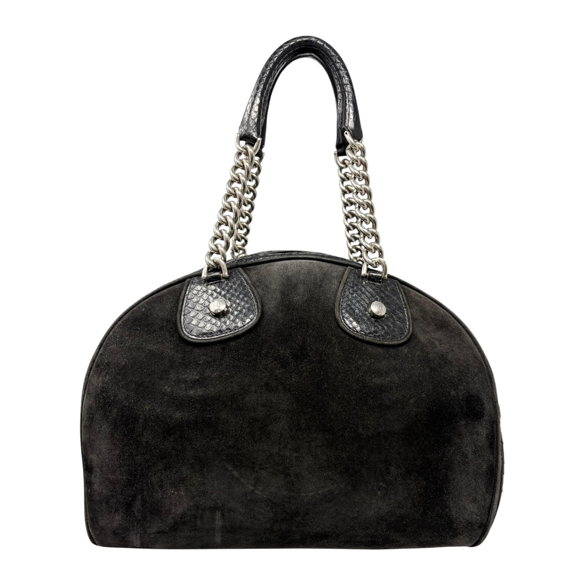 [Exclusive] Dior Vintage Logo Gambler Dice Charm Chain Bag Black Suede 800108