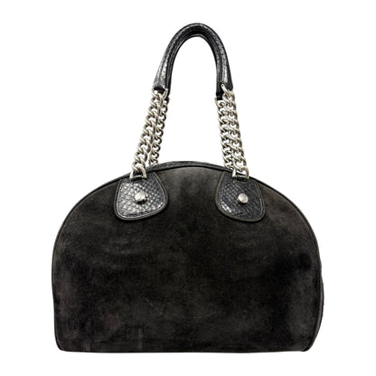 [Exclusive] Dior Vintage Logo Gambler Dice Charm Chain Bag Black Suede 800108
