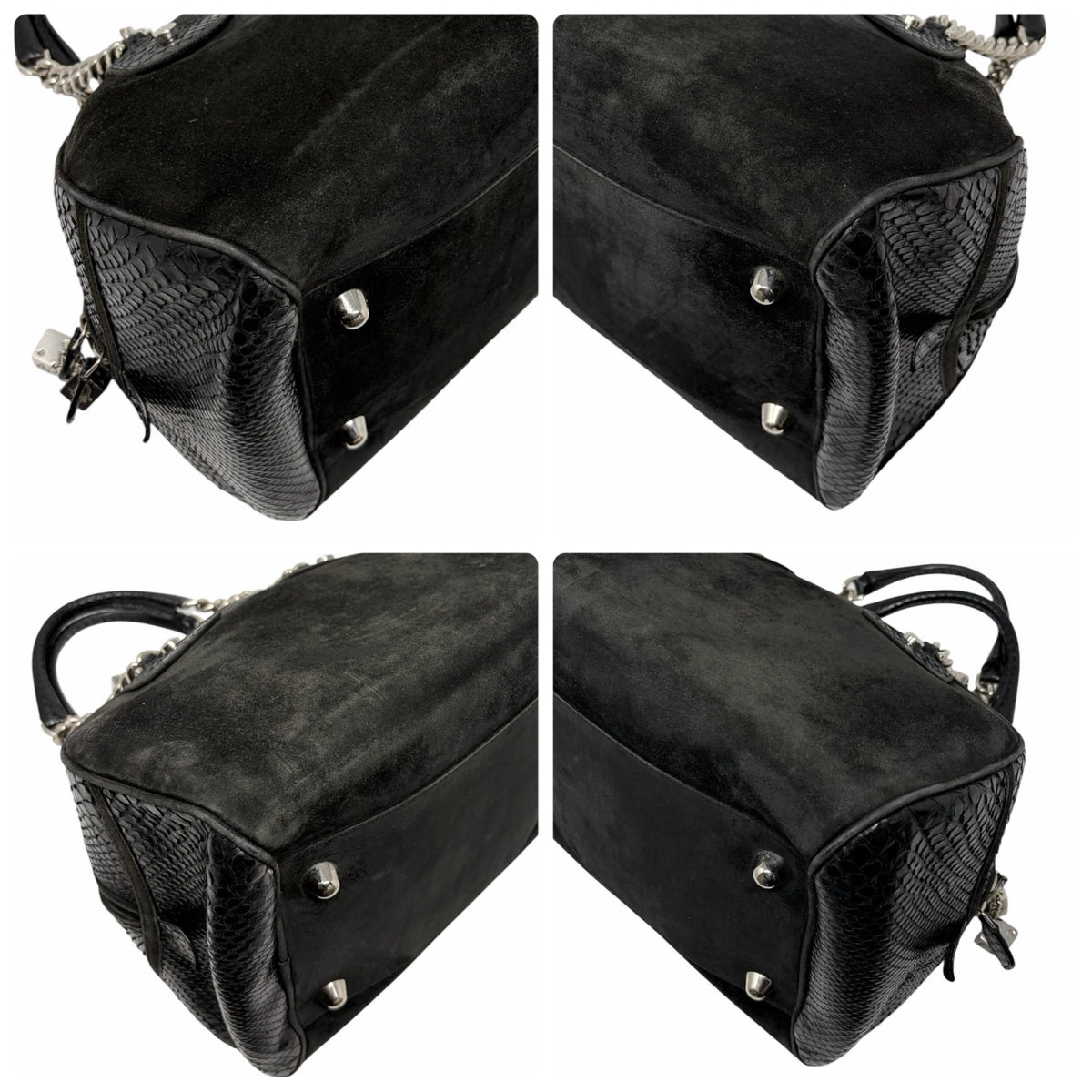 [Exclusive] Dior Vintage Logo Gambler Dice Charm Chain Bag Black Suede 800108