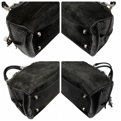 [Exclusive] Dior Vintage Logo Gambler Dice Charm Chain Bag Black Suede 800108