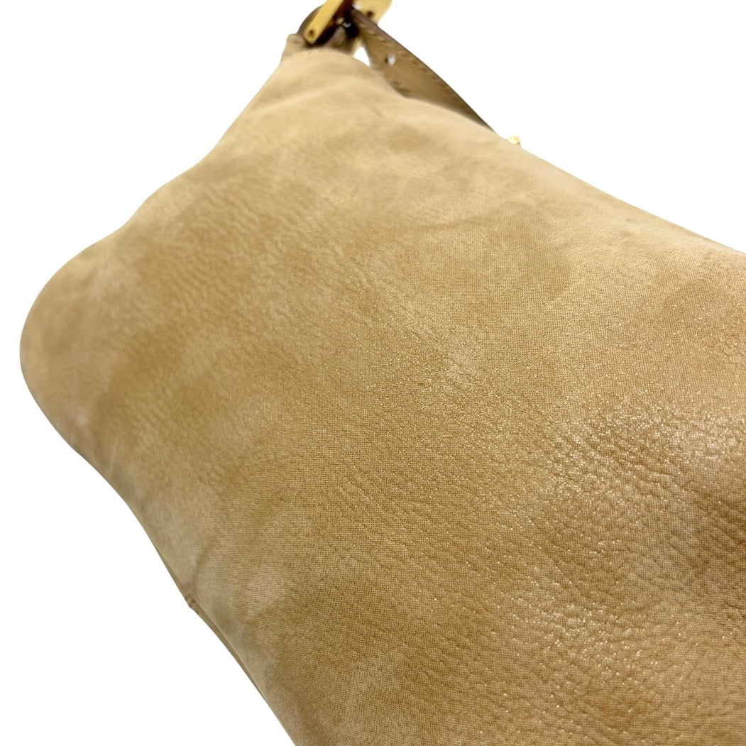 [Exclusive] FENDI Vintage FF Mamma Baguette Glitter Bag Leather Beige 800297