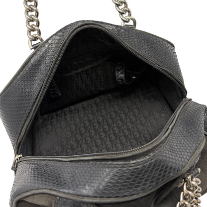 [Exclusive] Dior Vintage Logo Gambler Dice Charm Chain Bag Black Suede 800108