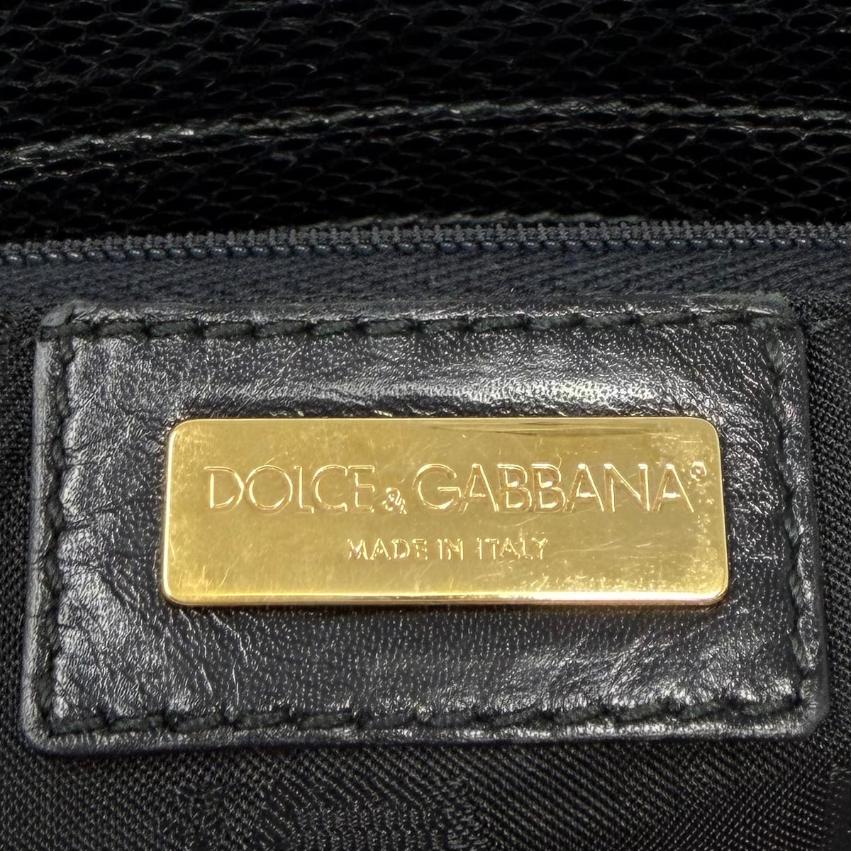 [Exclusive] DOLCE&GABBANA Vintage D&G Logo Charm Handbag Bag Black Leather 800109