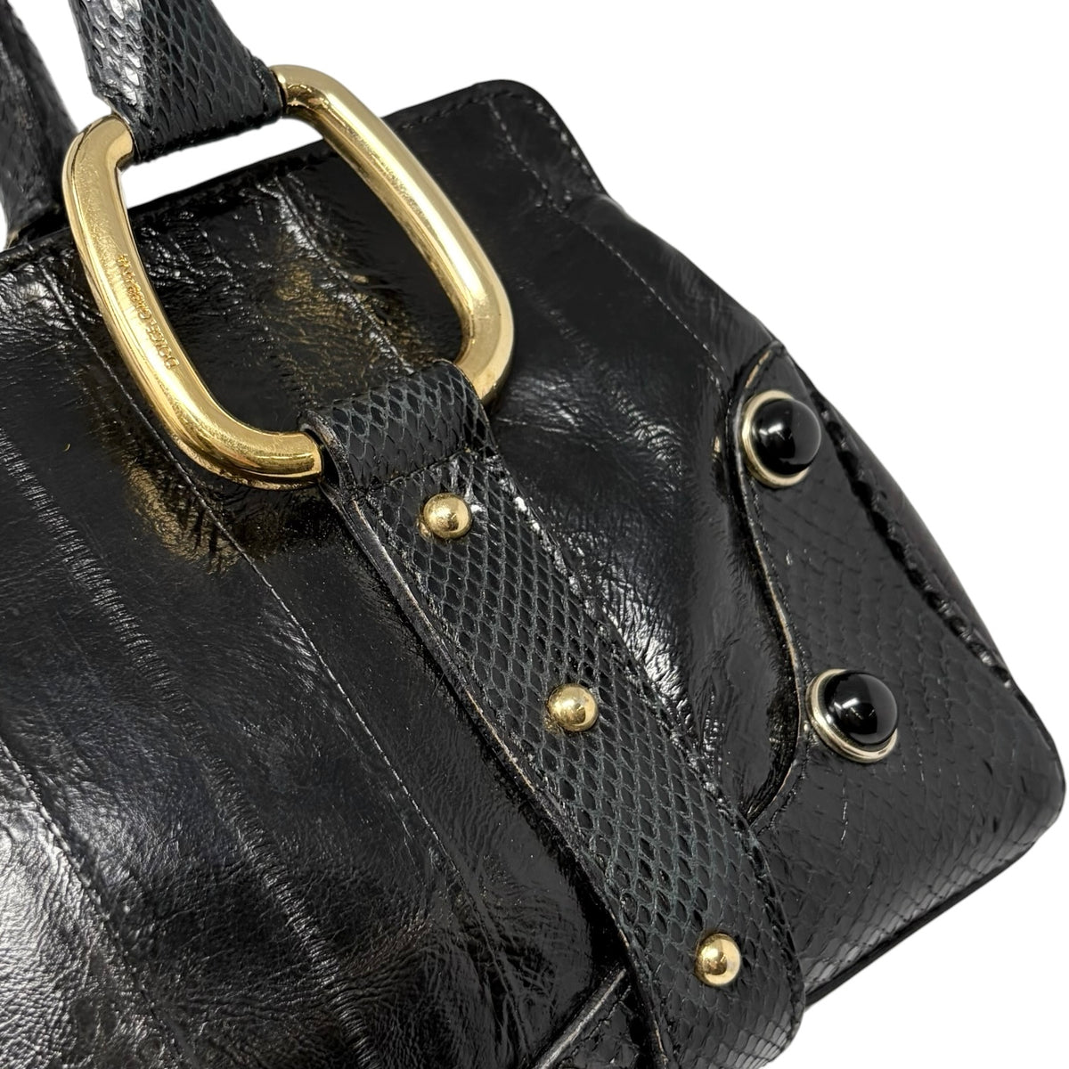 [Exclusive] DOLCE&GABBANA Vintage D&G Logo Charm Handbag Bag Black Leather 800109