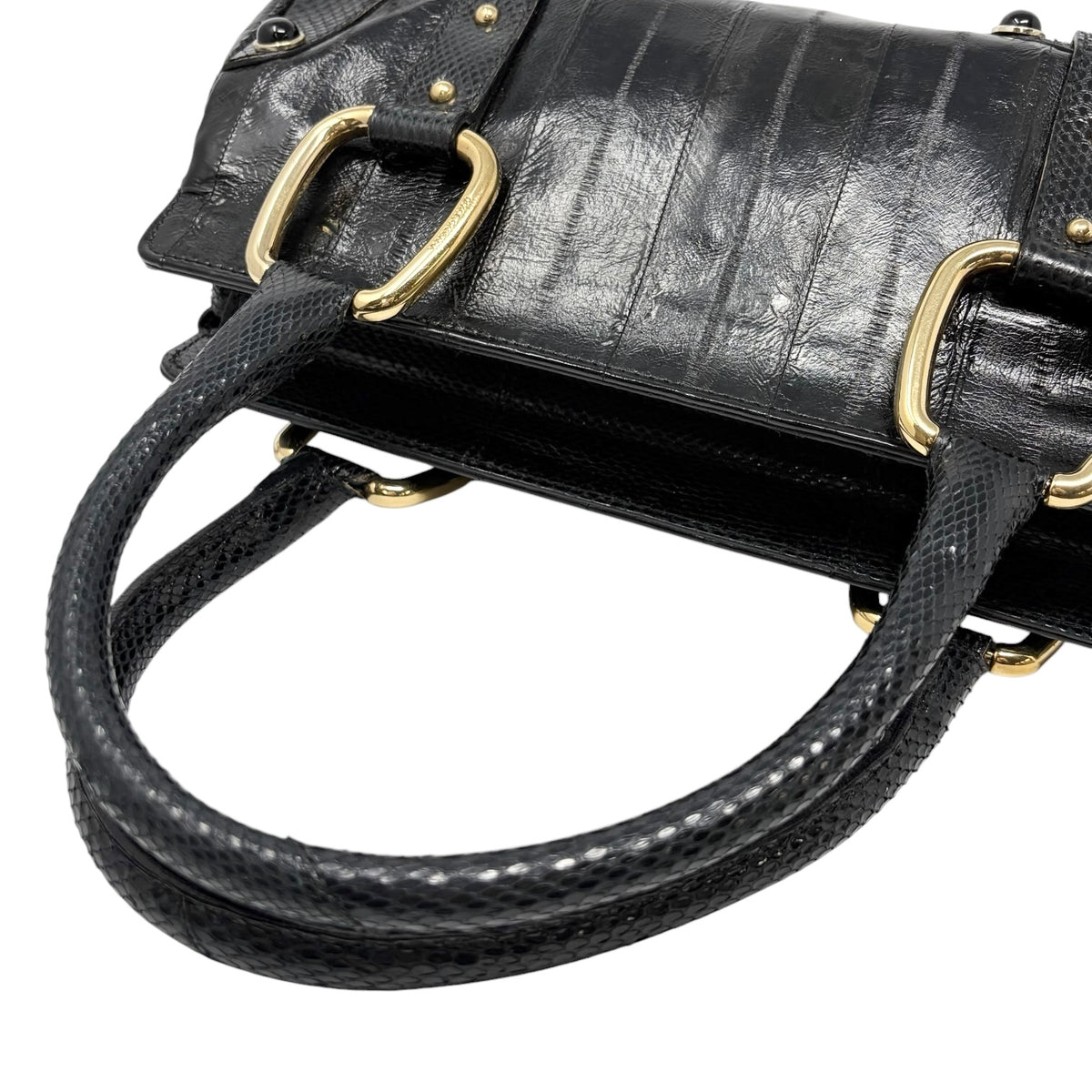 [Exclusive] DOLCE&GABBANA Vintage D&G Logo Charm Handbag Bag Black Leather 800109