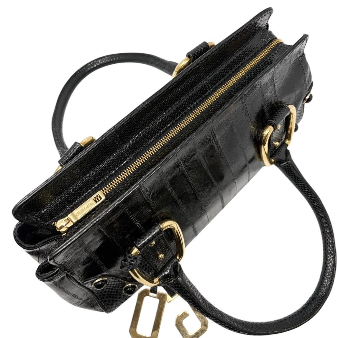 [Exclusive] DOLCE&GABBANA Vintage D&G Logo Charm Handbag Bag Black Leather 800109