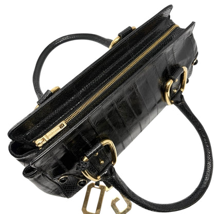 [Exclusive] DOLCE&GABBANA Vintage D&G Logo Charm Handbag Bag Black Leather 800109