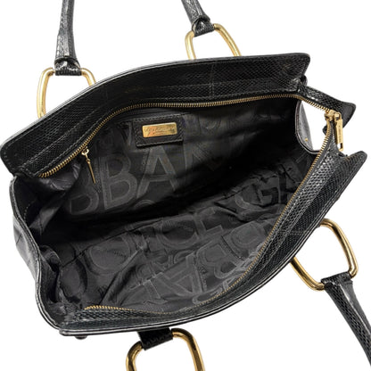 [Exclusive] DOLCE&GABBANA Vintage D&G Logo Charm Handbag Bag Black Leather 800109