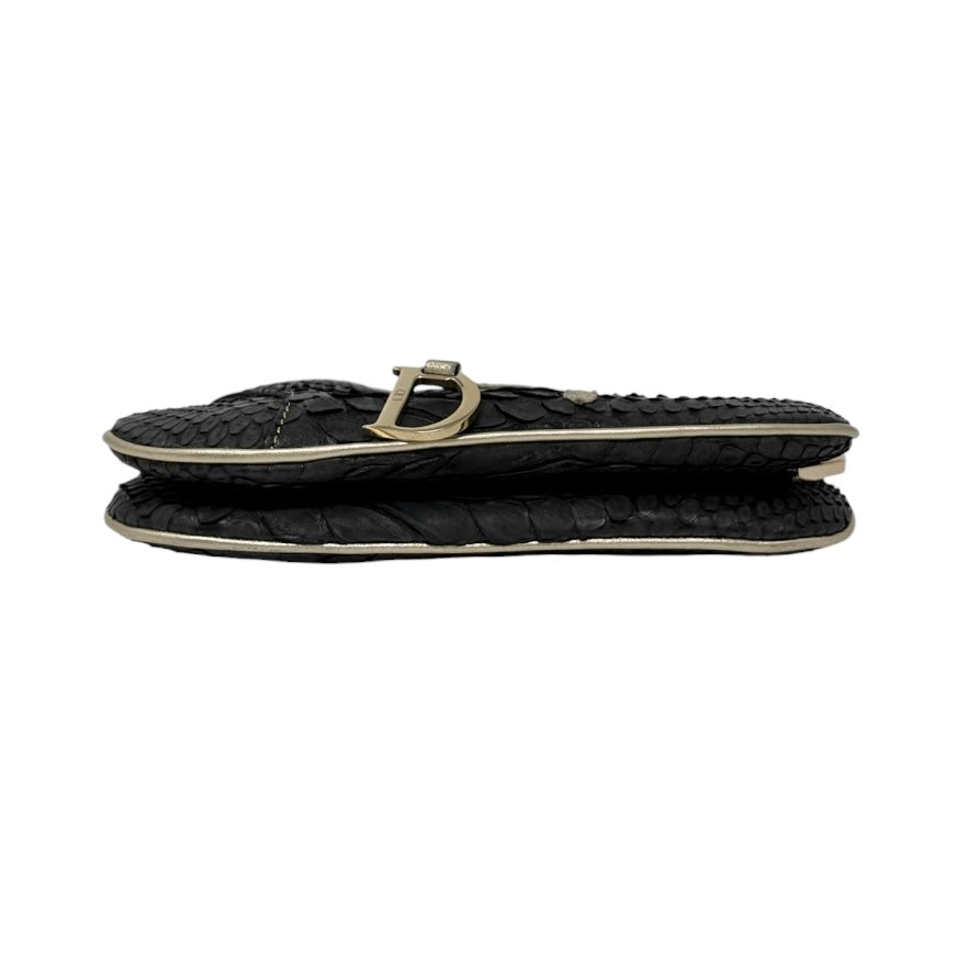 [Exclusive] Christian Dior Vintage Mini Saddle Chain Bag Black Gold 800294