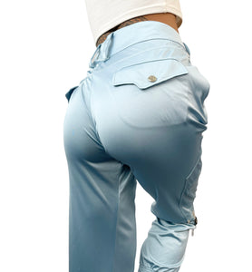 Christian Dior Vintage Logo Track Pants #38 Nylon Bottoms Blue Charm RankAB