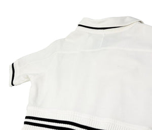 CHANEL Sport Vintage CC Logo T-shirt Polo Mesh White Black Cotton Rank AB+