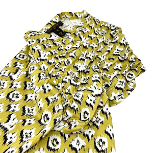 LOUIS VUITTON Vintage Monogram Logo Tunic Top #S Yellow White Cotton Rank AB