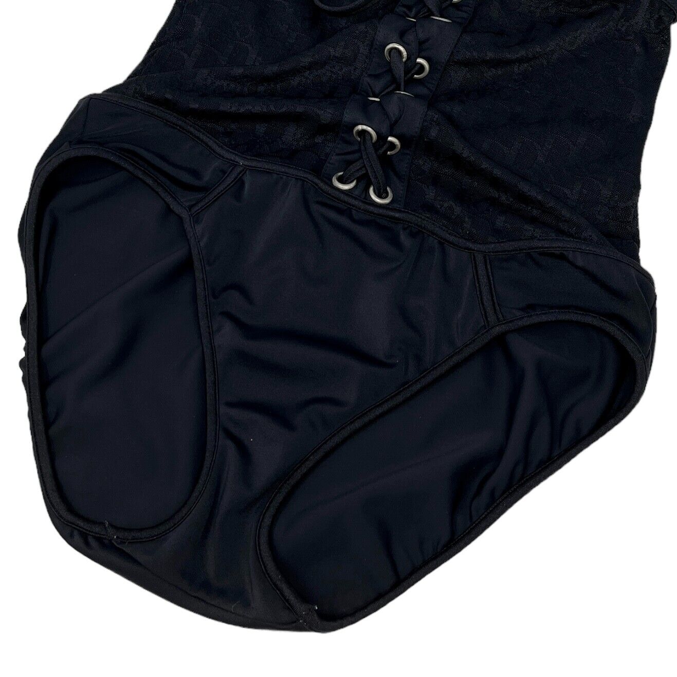 Christian Dior Vintage Trotter Monogram Swimsuit #36 One-piece Black Rank AB