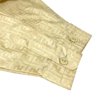 FENDI Vintage Zucca Monogram Trench Coat #40 Yellow Ivory Nylon Tie Rank AB