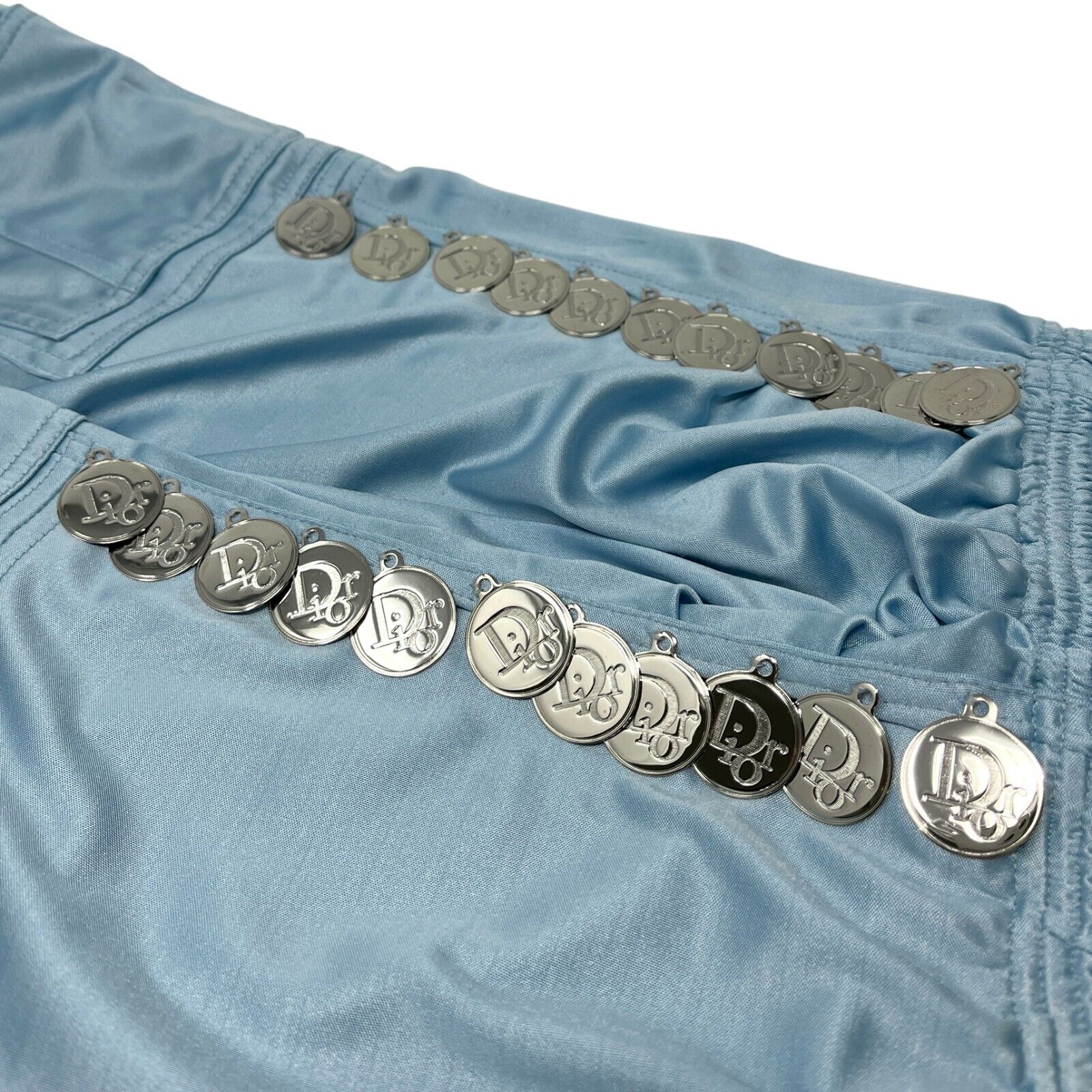 Christian Dior Vintage Logo Track Pants #38 Nylon Bottoms Blue Charm RankAB
