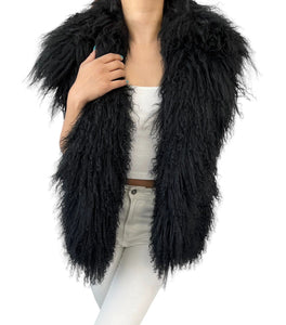 GUCCI Vintage Lamb Fur Knit Vest Jacket #40 Black Wool Rank AB+