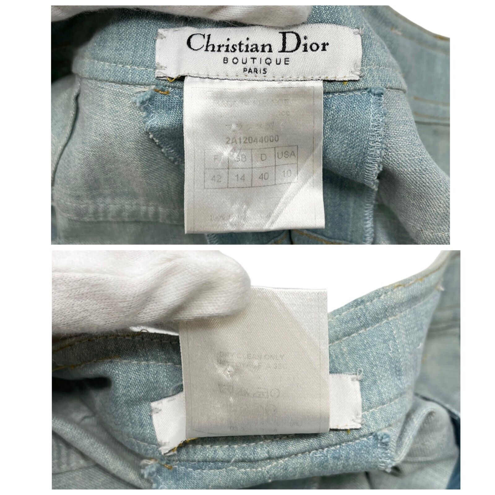 Christian Dior Vintage Logo Admit it Denim Pants #42 Race Up Blue Cotton Rank AB