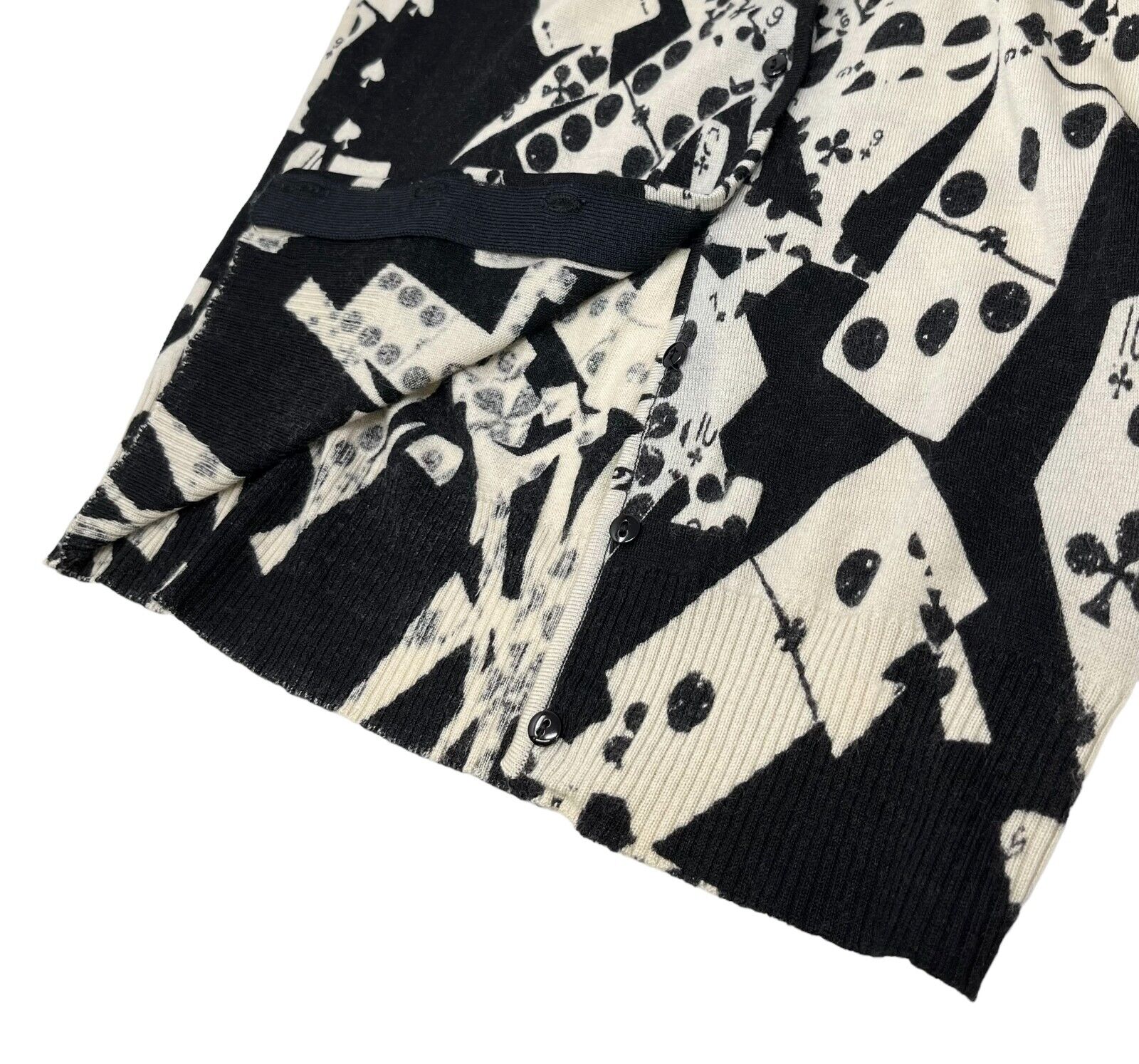 Christian Dior Vintage Cardigan Sweater Top #42 Cards Dice Black Wool Rank AB