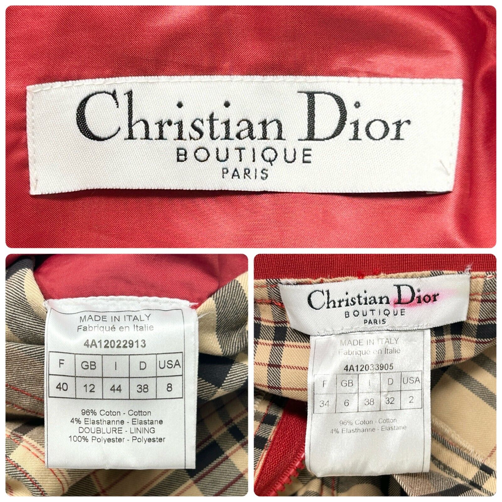 Christian Dior Vintage Galliano Plaid Jacket Skirt Set #40 #34 Brown RankAB