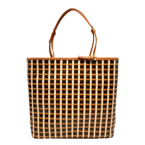 PRADA Vintage Logo Mini Tote Bag Handbag Orange Brown Cream Leather Rank AB+