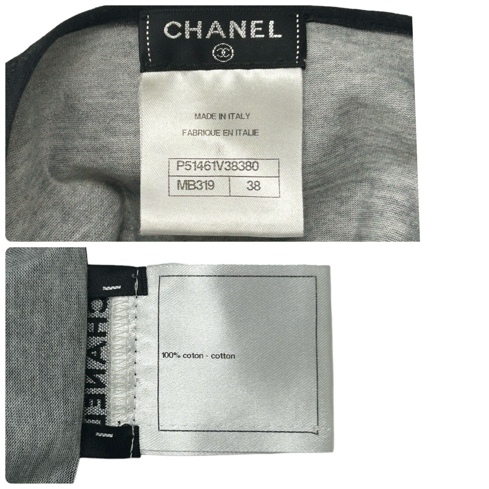 CHANEL Vintage P51461 CC Mark Logo Top Black Multicolor Cotton Button RankAB