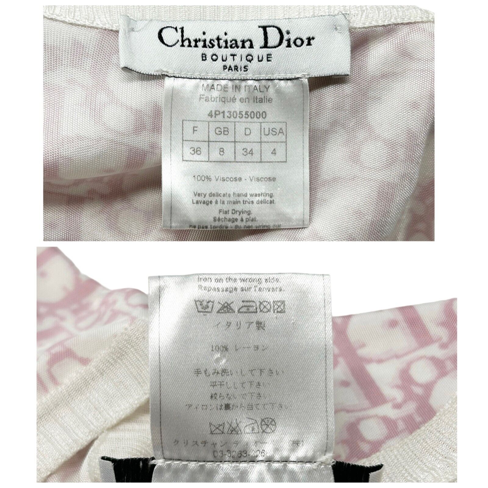 Christian Dior Vintage Trotter Monogram Sleeveless Top #36 White Viscose RankAB