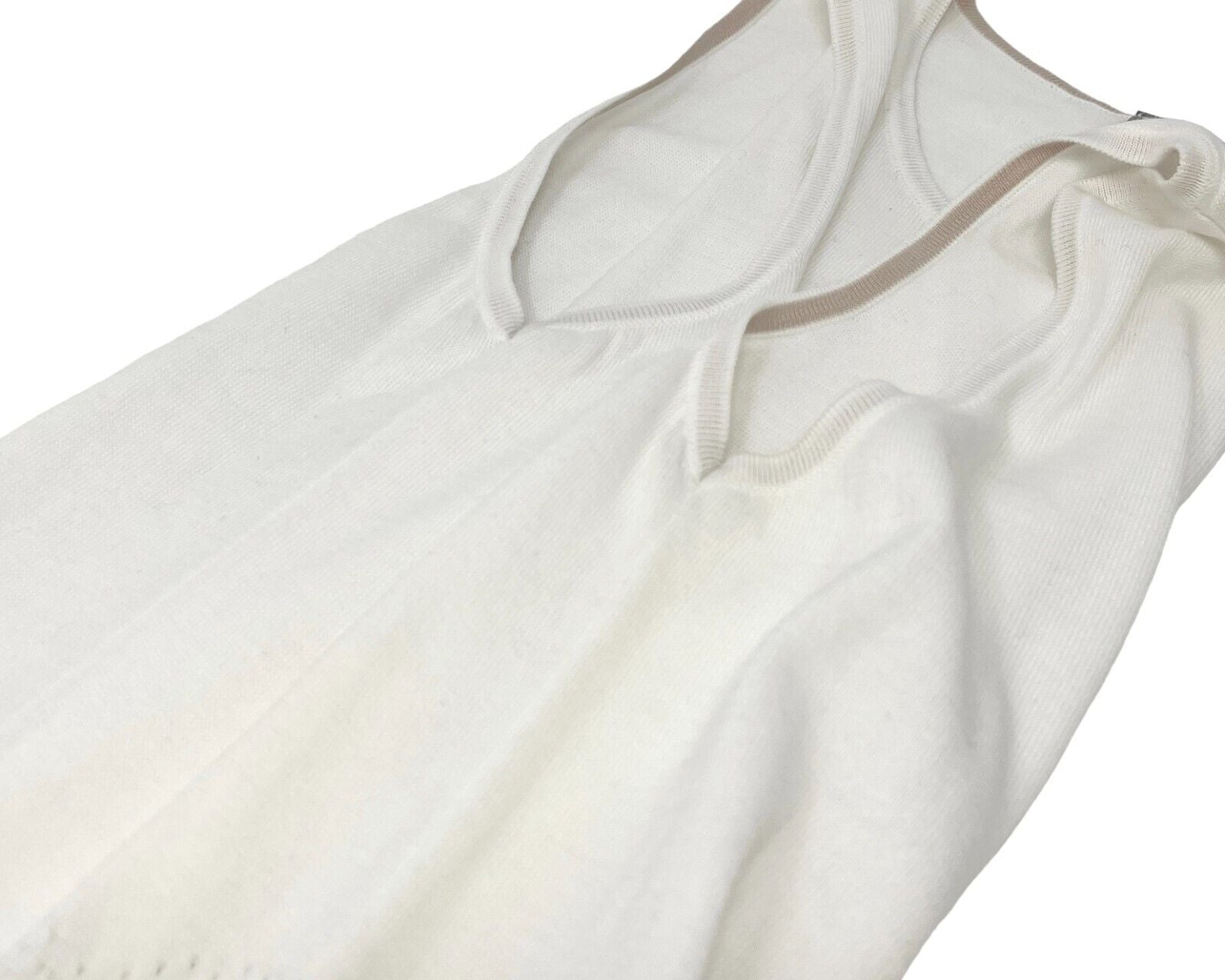 CHANEL Vintage 08C Big CC Logo Pants Suits #38 Tank Top White Cotton Rank AB