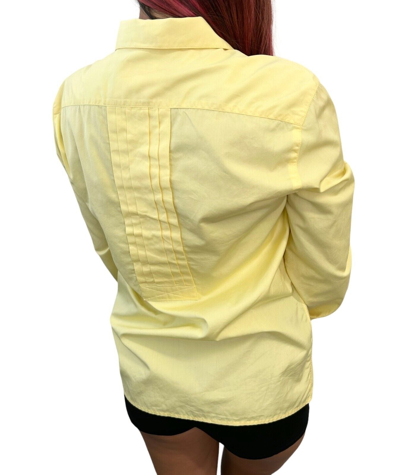 CHANEL Vintage P04914 Coco Mark Logo Shirts #38 Yellow Cotton Button RankAB