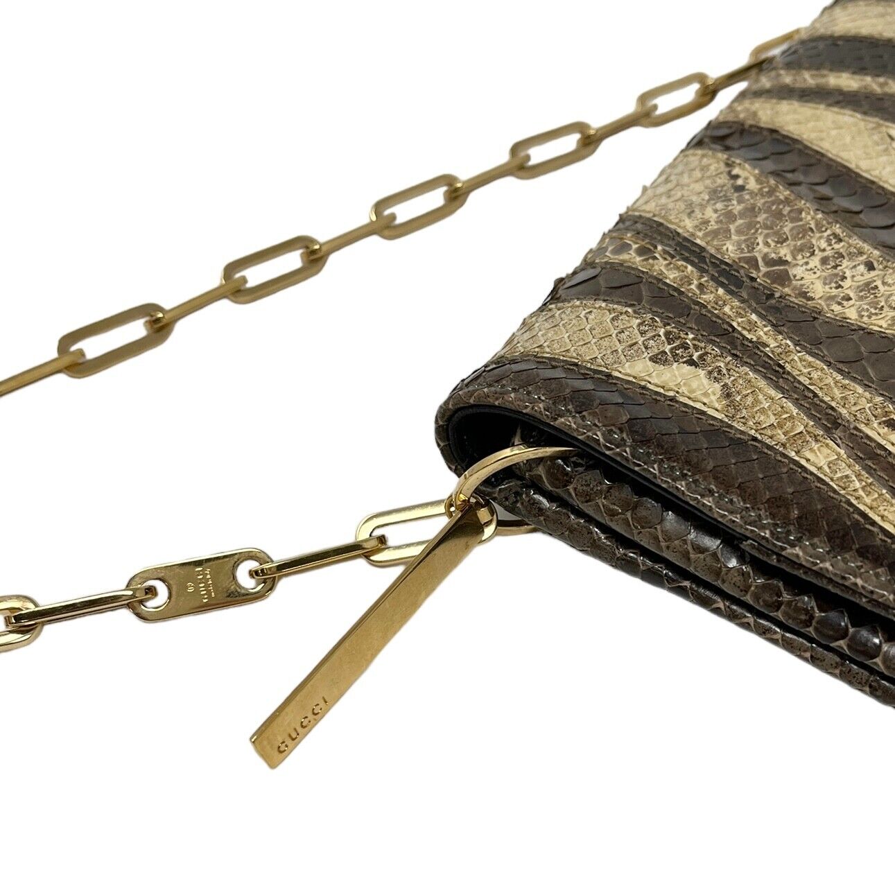GUCCI Vintage Logo Pochette Mini Shoulder Bag Brown Gold Leather Rank AB