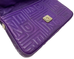 FENDI Vintage Mamma Baguette Mini Shouldr Bag Purple Embossed Leather RankAB
