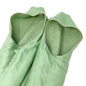 CHANEL Vintage 97P Tweed Sleeveless Dress #40 Zip Glitter Green Wool Rank AB