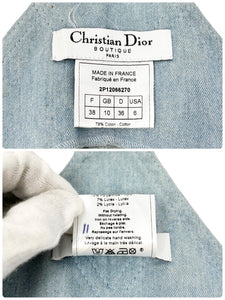 Christian Dior Vintage Logo Denim Rompers Dress #38 Ice Cream Light Blue Rank AB