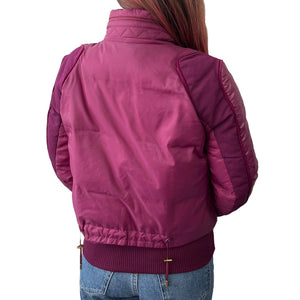 GUCCI Vintage GG Interlocking Logo Puffer Jacket #42 Hoodie Purple Nylon RankAB+
