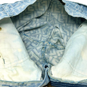 FENDI Vintage Zucca Monogram Pants #I43 Blue Denim Bottoms Cotton Zip RankAB