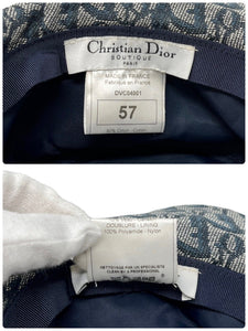 Christian Dior Vintage Trotter Monogram Bucket Hat #57 Dark Blue Cotton RankAB+