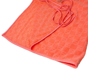 FENDI Vintage Zucchino Monogram Camisole Skirt Set Terrycloth Pink Nylon RankAB