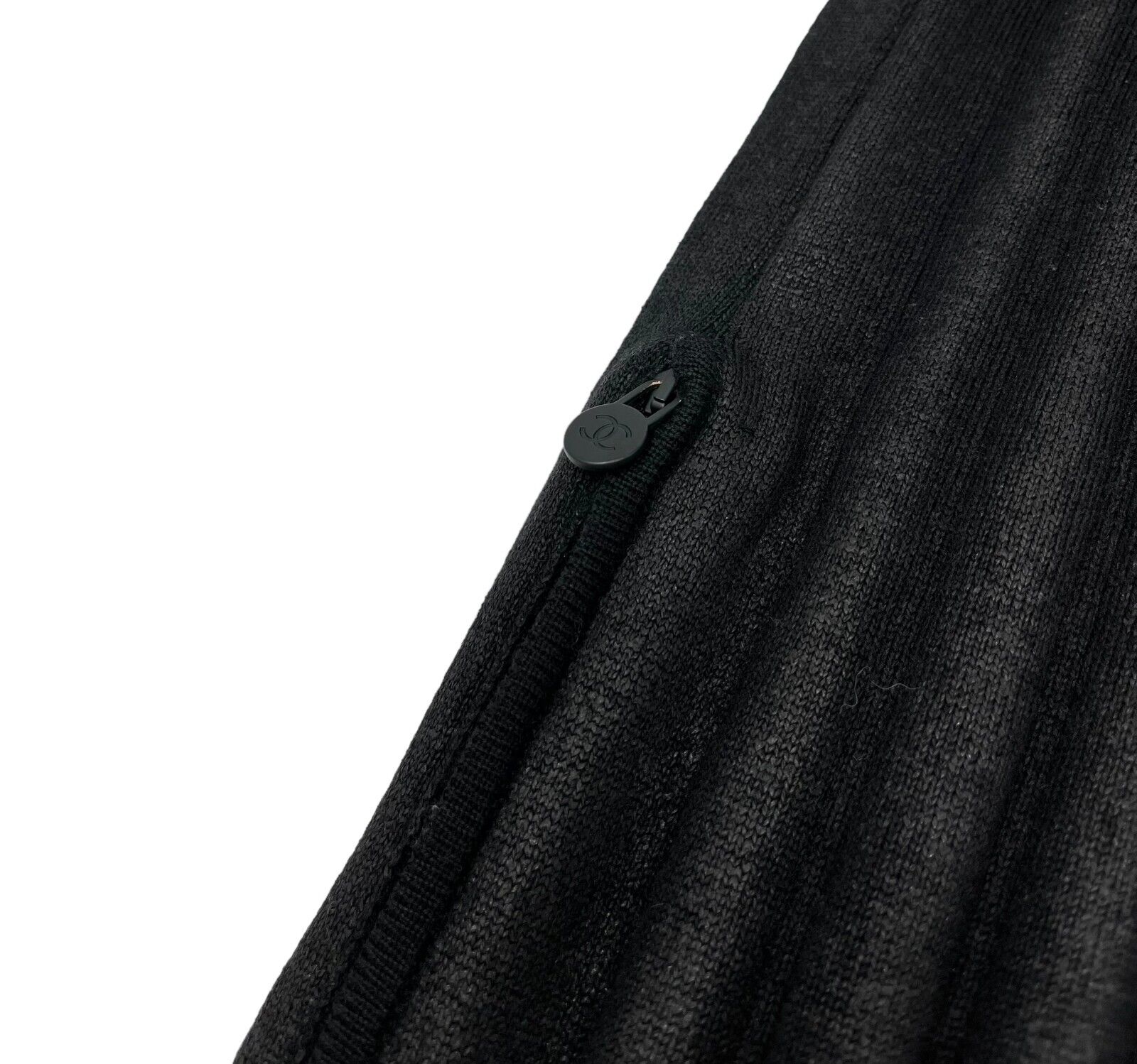 CHANEL Vintage P44560 Coco Mark Logo Zipped Vest Knit #36 Black Wool Rank AB