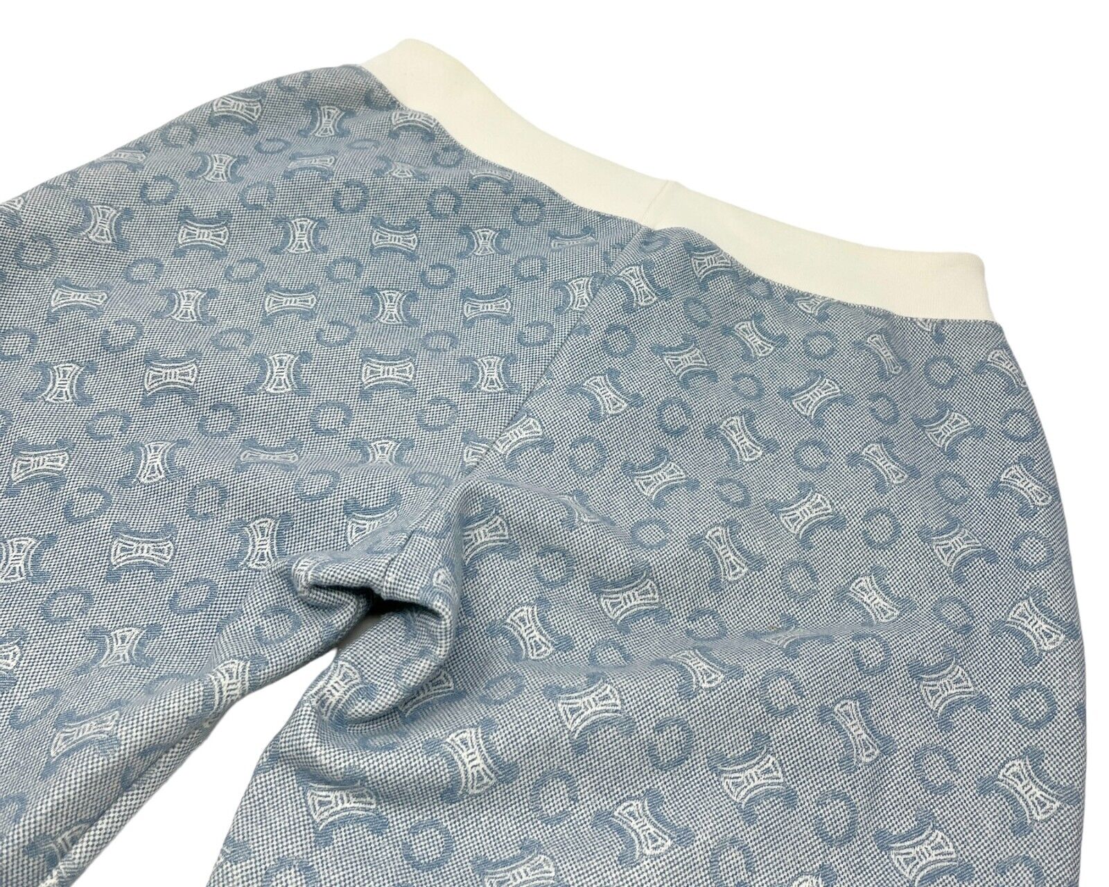 CELINE Vintage Macadam Monogram Hoodie Top Pants Set #M #L Blue Cotton RankAB