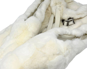 LOUIS VUITTON Vintage Logo Rabbit Fur Vest #36 Zipped Jacket White Silver RankA