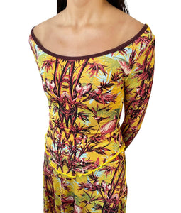 Jean Paul GAULTIER Vintage 2piece Dress #40 Top Skirt Set Nylon Yellow RankA