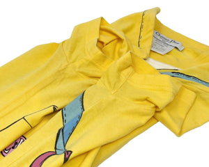 Christian Dior Vintage Logo T-shirt Top #36 Yellow Blue Cotton Rank AB