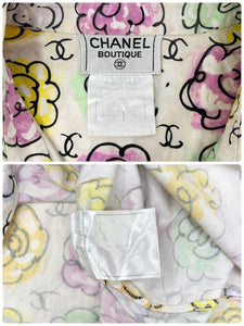 CHANEL Vintage 98S CC Mark Logo Shirt Top #38 Button Flower Multicolor Rank AB