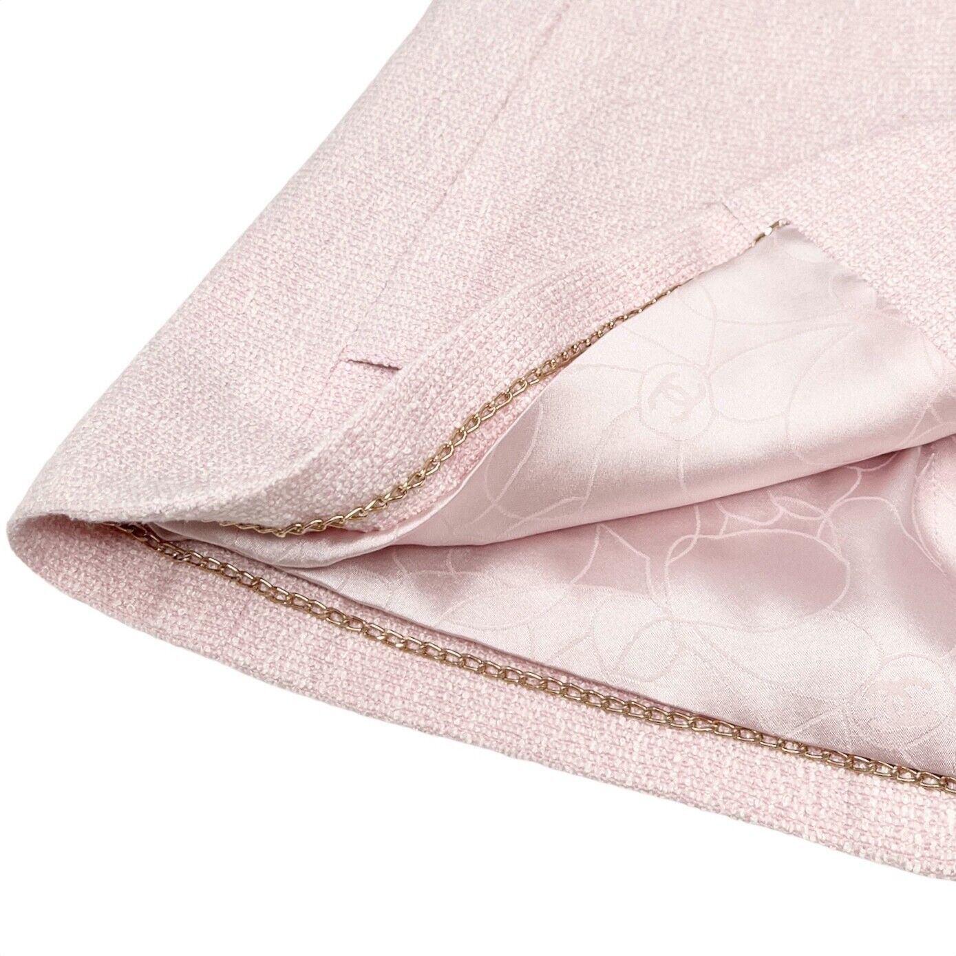 CHANEL Vintage 07P CC Mark Logo Button Jacket #38 Pink Silk Wool Rank AB