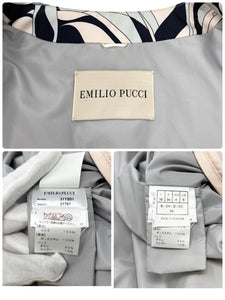 EMILIO PUCCI Vintage Logo Puffer Jacket #I38 Zipped Silk Pink Multicolor RankAB