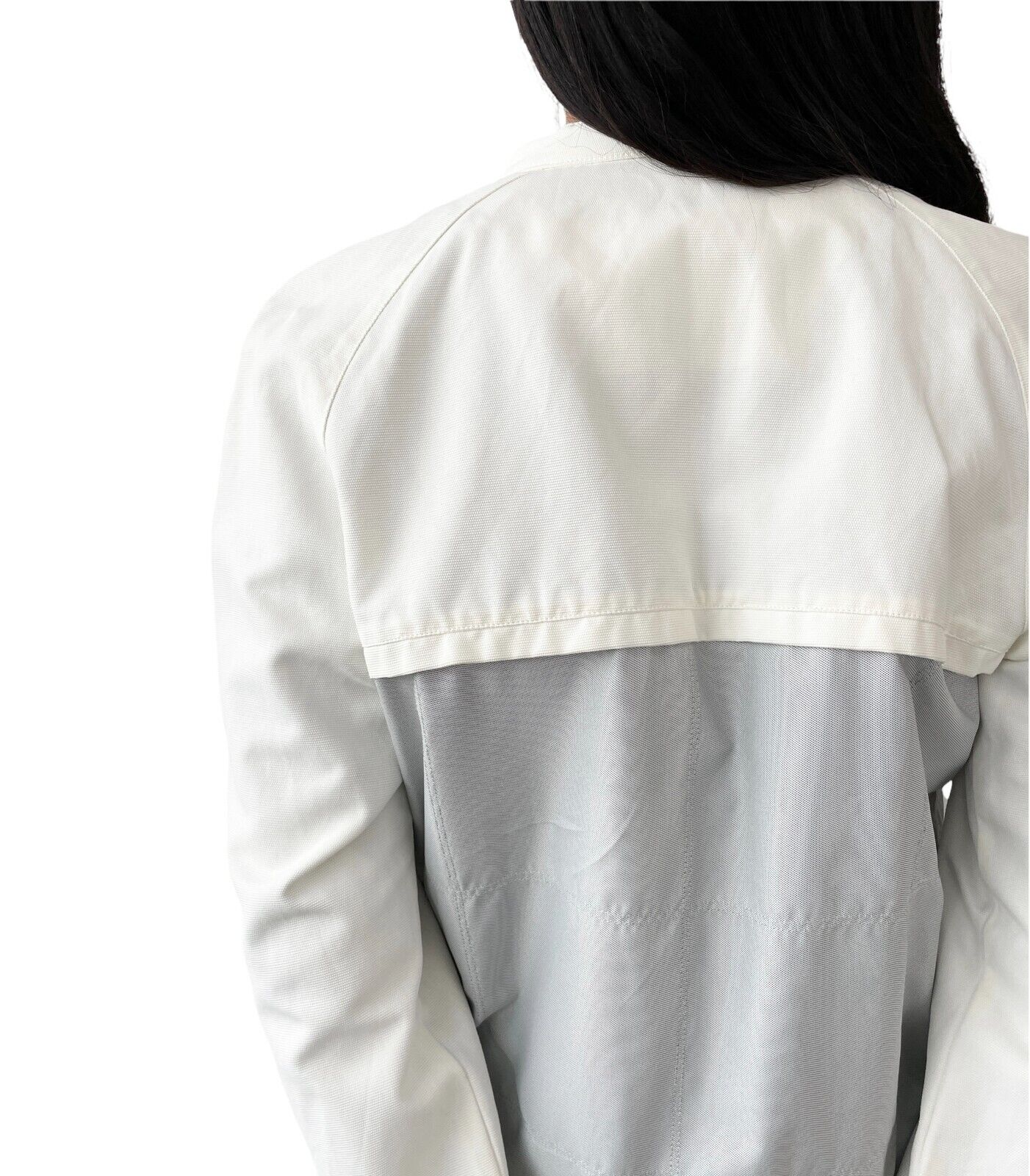 CHANEL Sport 01P Vintage CC Logo Jacket #36 Zipped Gray White Cotton RankAB
