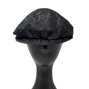 Christian Dior Vintage Trotter Monogram Newsboy Cap Hat Bijou Logo Black RankA